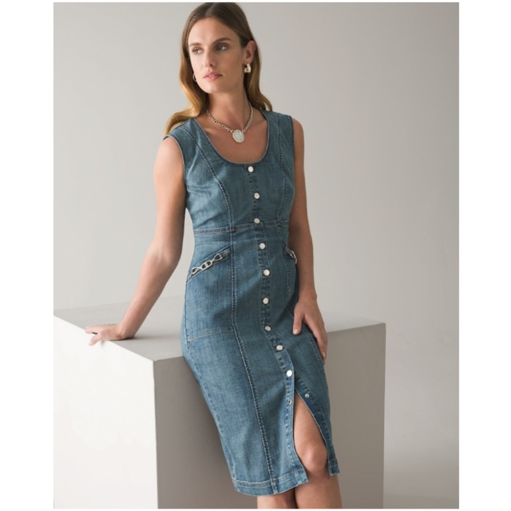 WHBM Sleeveless Denim Sheath Dress STYLE: 570312404